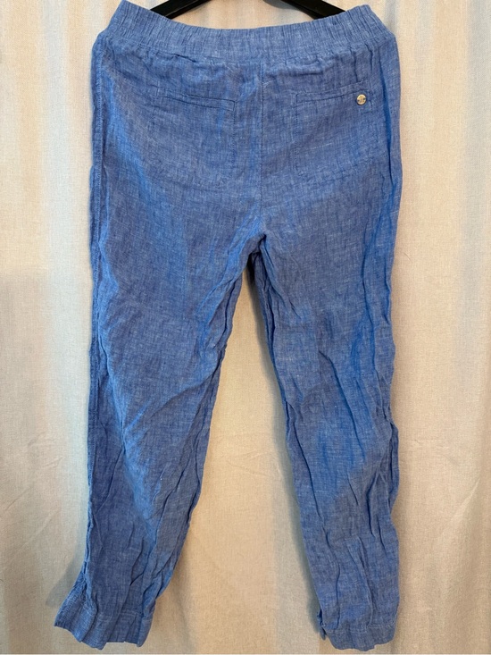 Lilly Pulitzer Pants - Lilly Pulitzer Blue Linen Blend Cropped Pants Women’s Medium Elastic Waist